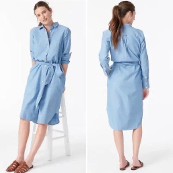 NEW J. Crew Classic-fit Chambray Shirt dress, size 2 - Picture 1 of 16